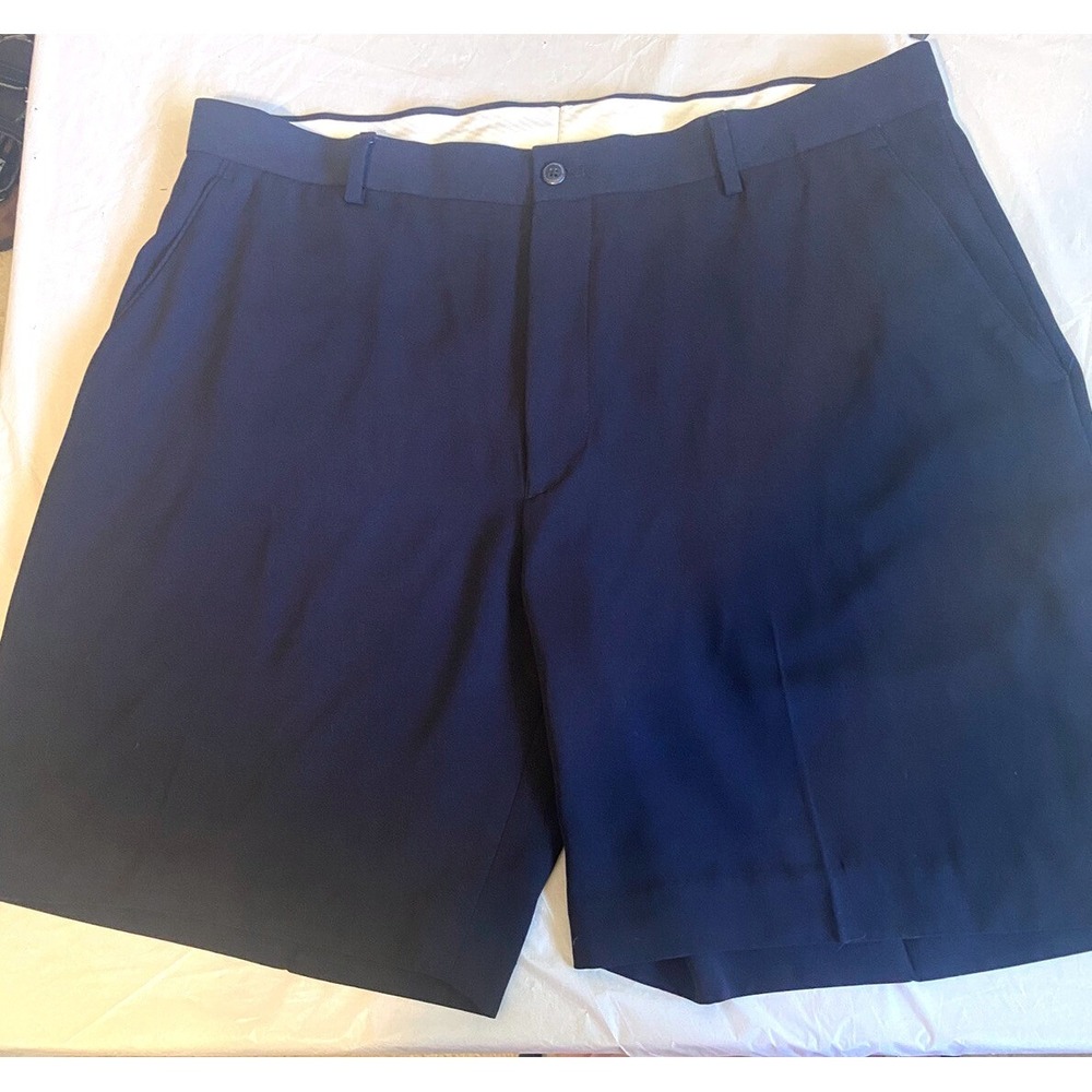 Alan Flusser Golf Mens Navy Blue Performance Shorts Size 38 Flat Front Polyester